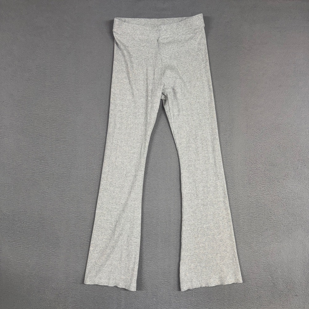 Pink Victoria's Secret Pants Womens Large Gray Ribbed Flare Leggings Pull On
